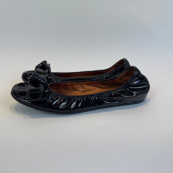 Lanvin Black Patent Leather Ballet Flats with Bow Accents, EU 40 - Picture 4 of 16